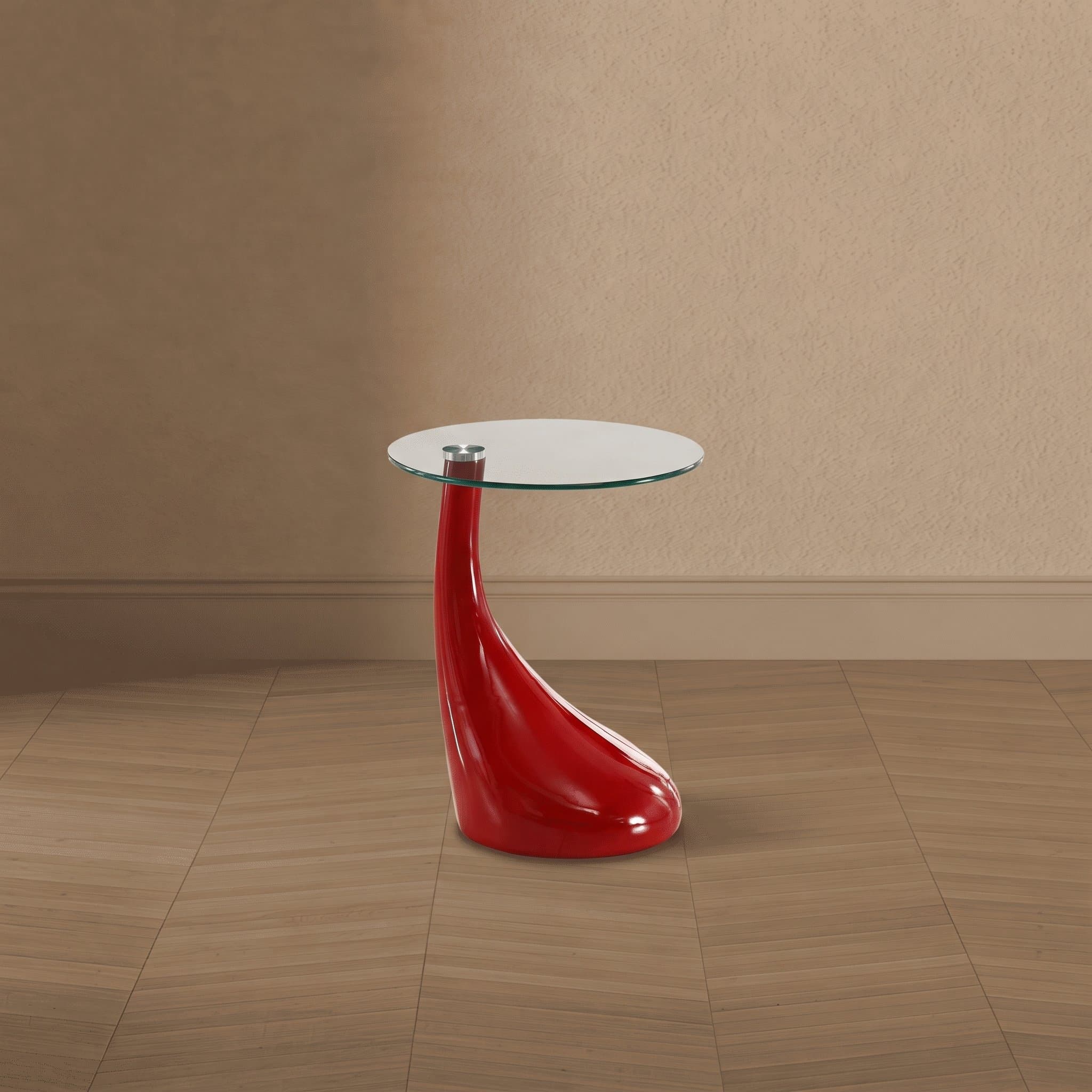 Lava Glass Top End Table in Red