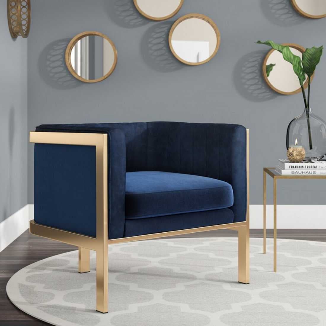 Paramount Velvet Armchair in Royal Blue