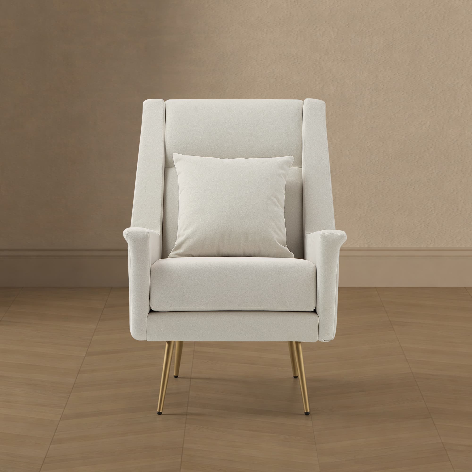 Vista Metal Upholstered Lounge Chair in Ecru