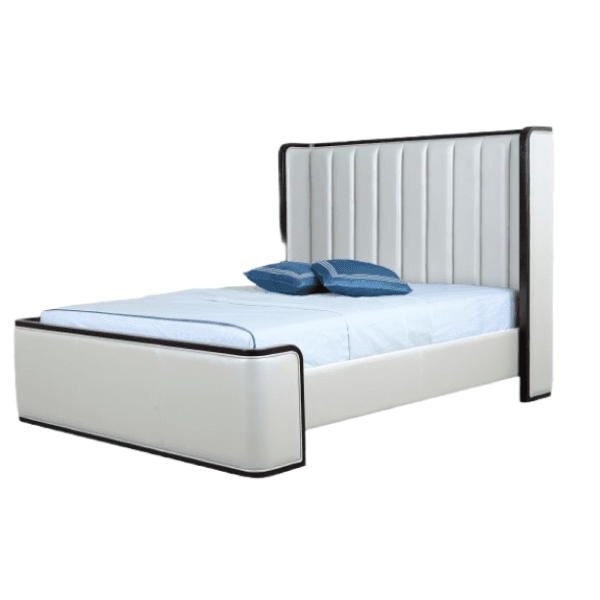 Kingdom Upholstered Vegan Leather Full Bed in Cream