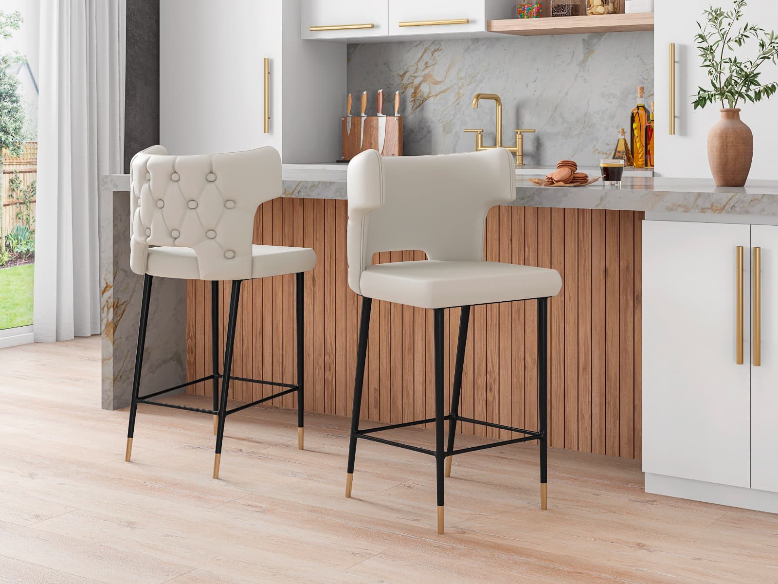 Holguin  Barstool in Cream