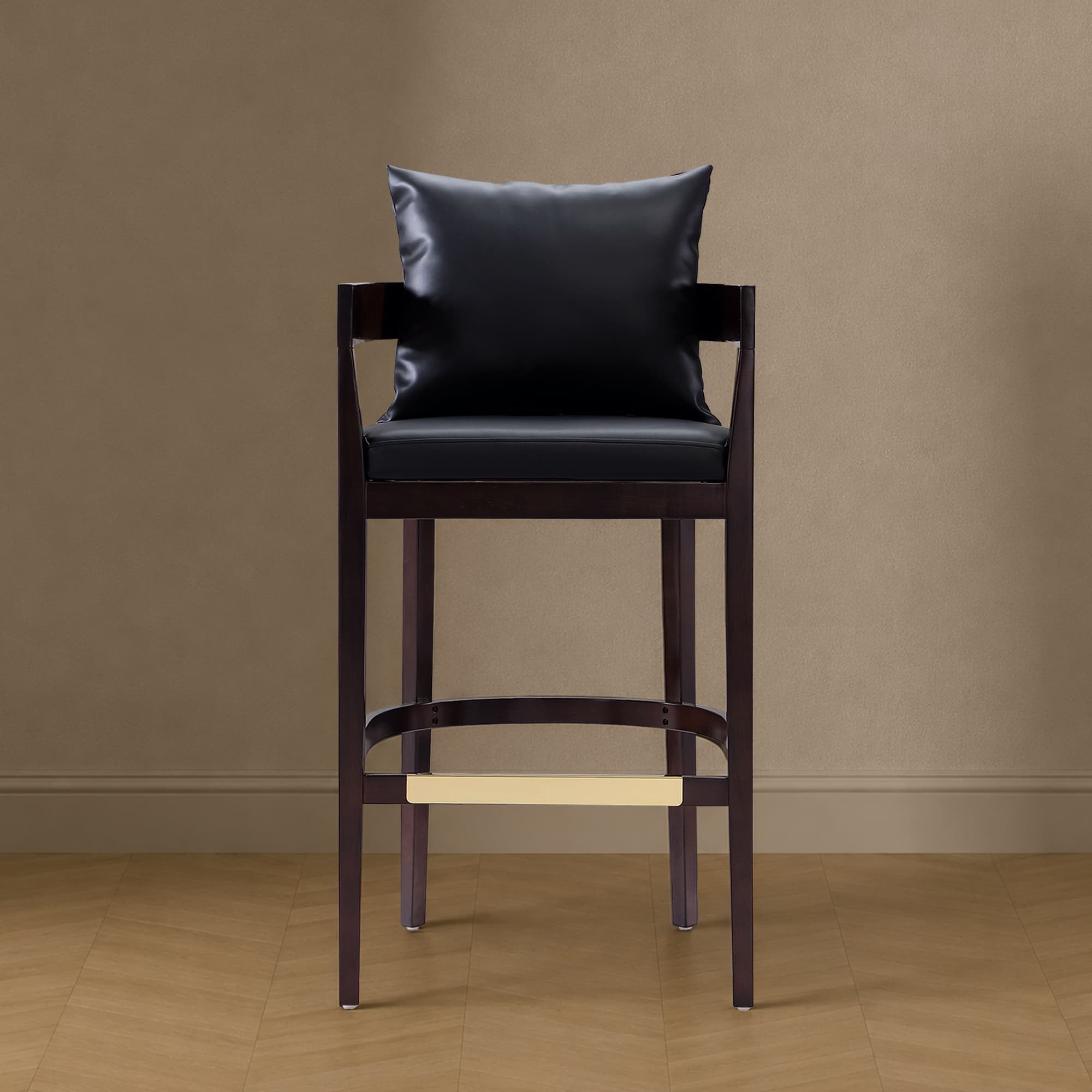 Ritz Wood Upholstered Barstool in Black