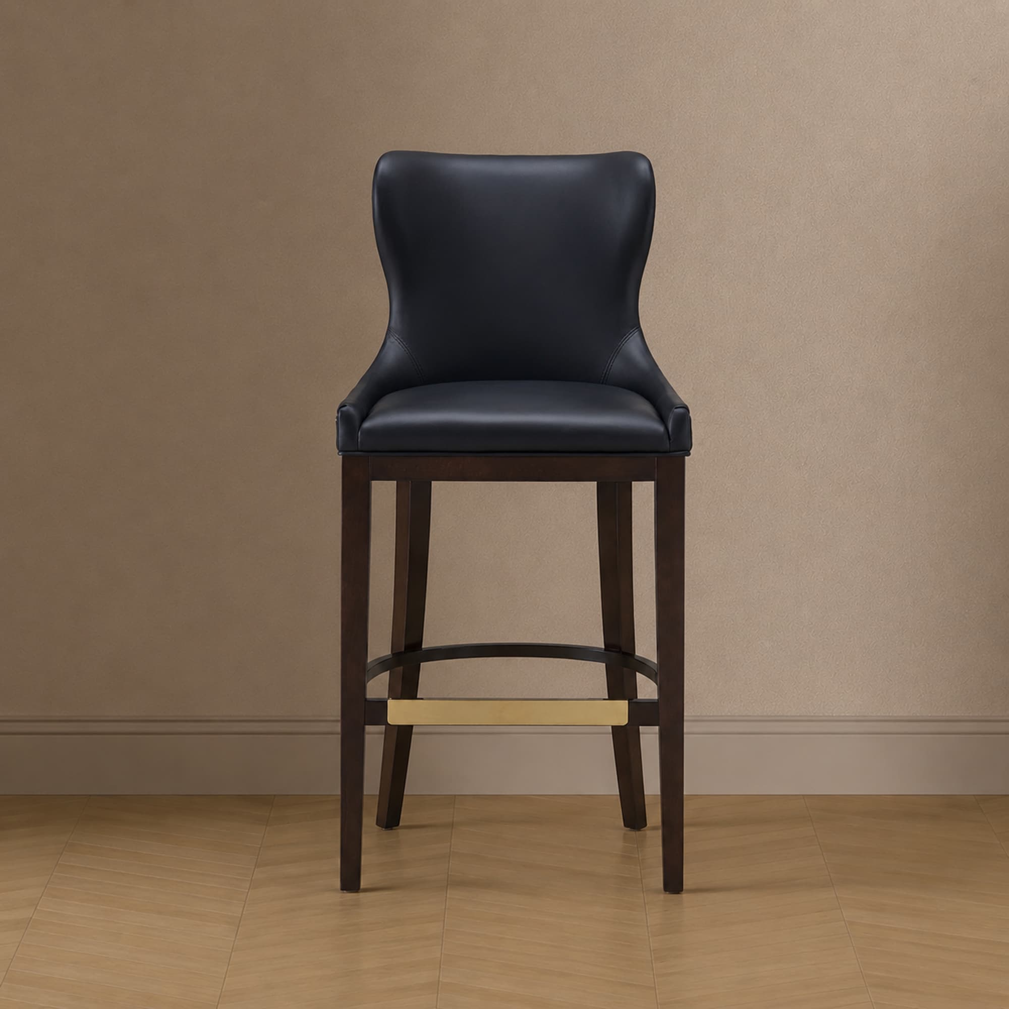 Blair Wood Upholstered Barstool in Black