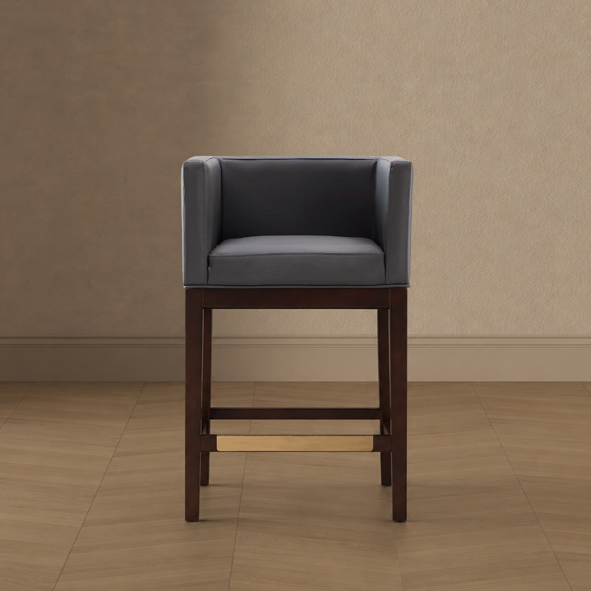 Kingsley Wood Upholstered Counter Stool in Weathered Grey