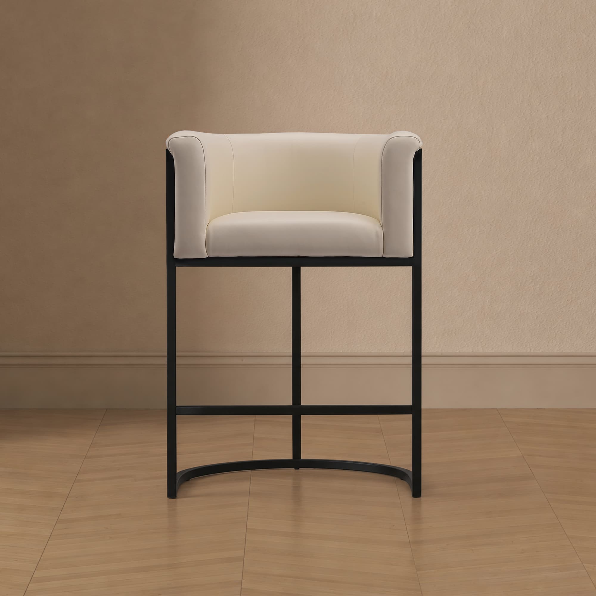 Cosmopolitan Metal Upholstered Counter Stool in Cream
