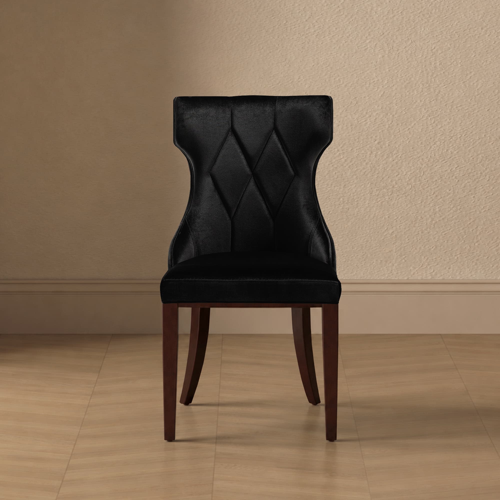 Reine Wood Upholstered Dining Chair in Black - Set of 2