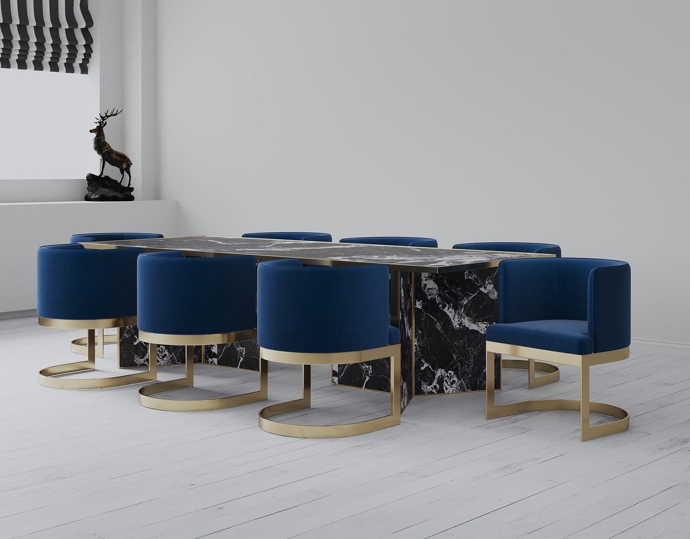Aura Metal Velvet Accent Chair in Royal Blue