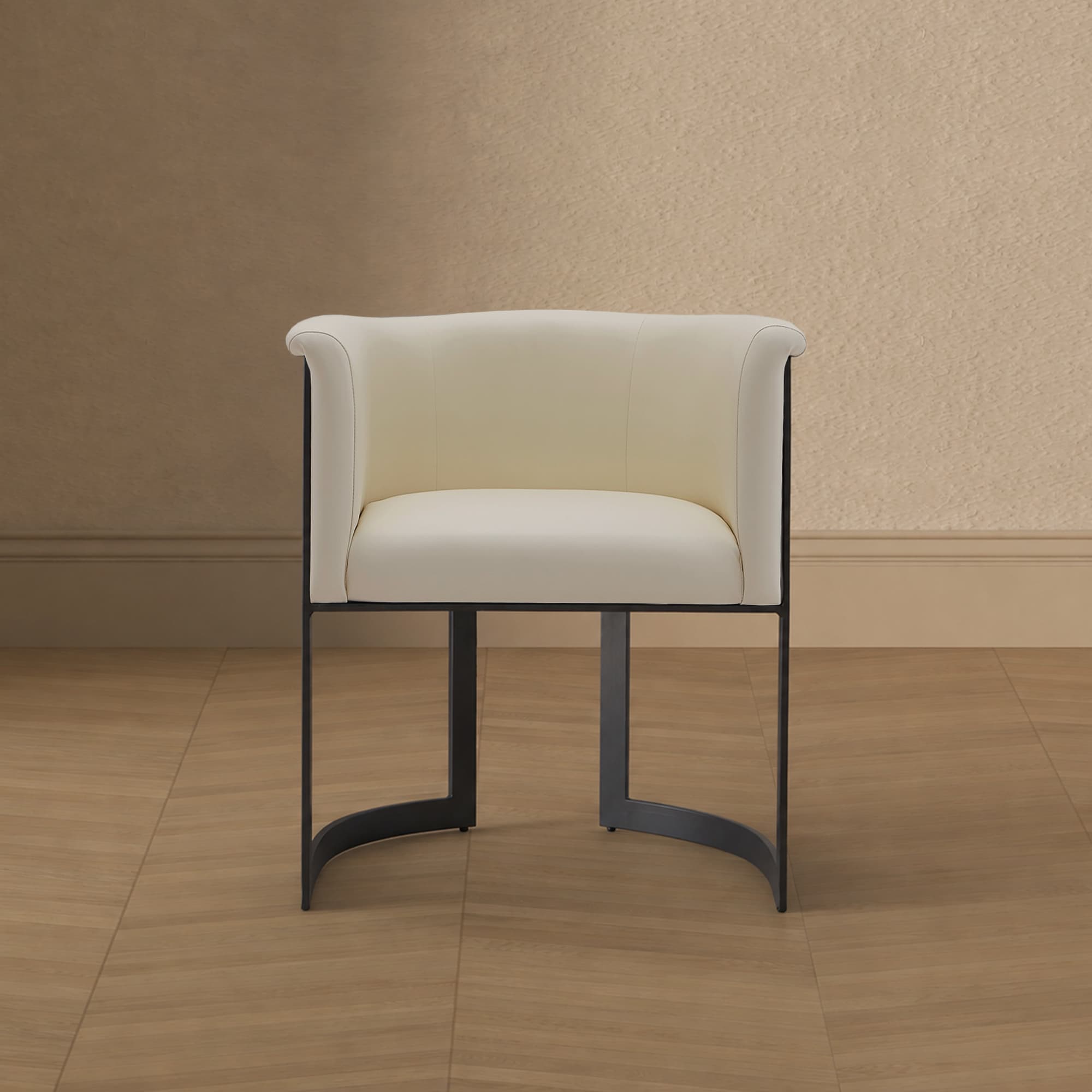 Corso Metal Vegan Leather Accent Chair in Cream