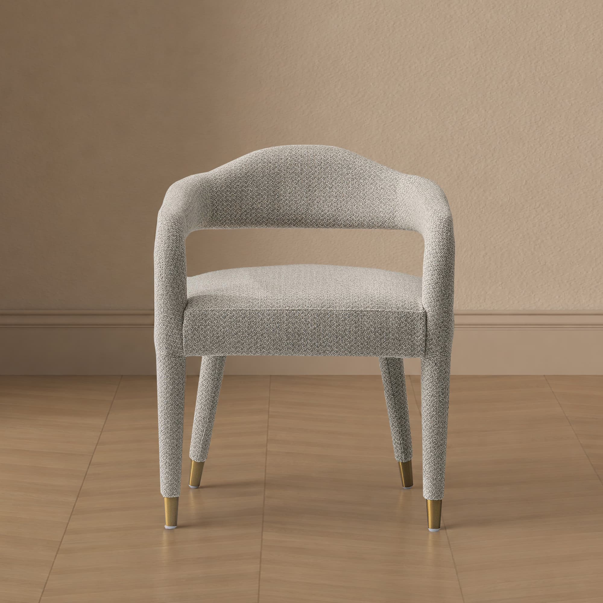 Aspen Upholstered Tweed Armchair in Silver Lining