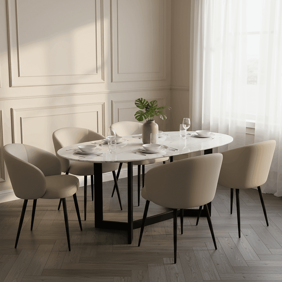 Looma Metal Vegan Leather Side Chair in Stone Gray - Set of 2