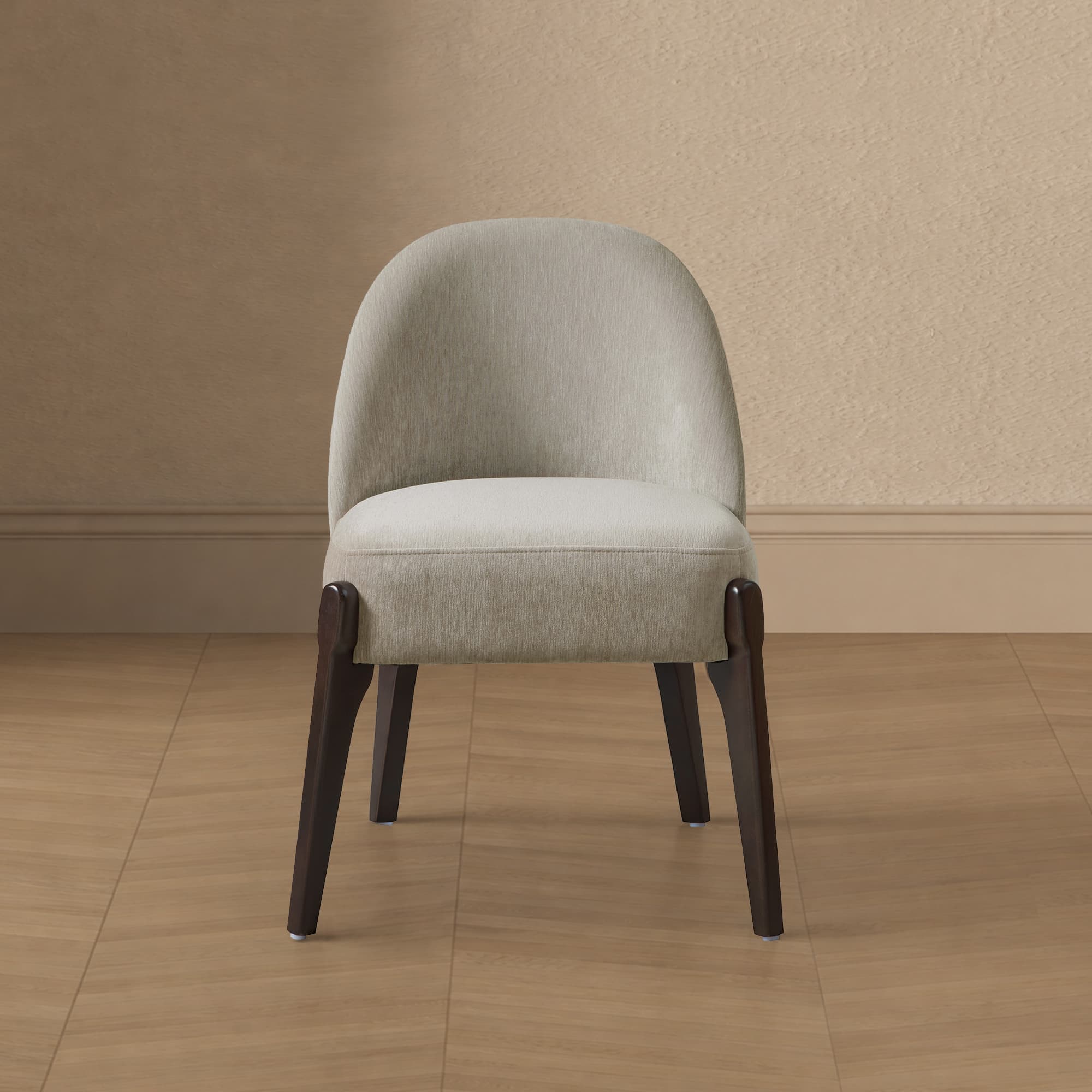 Oslo Chenille Wood Side Chair in Taupe - Set of 2
