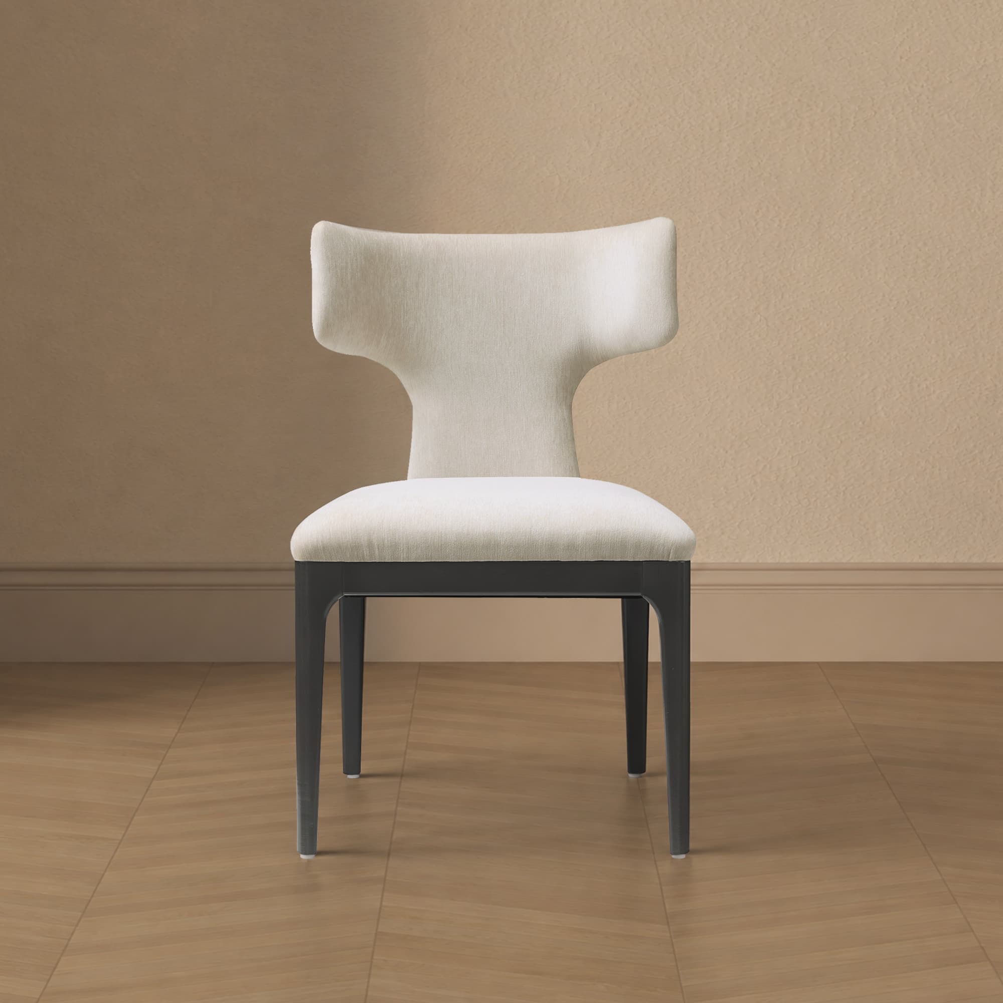 Eloria Wood Chenille Side Chair in Cream - Set of 2