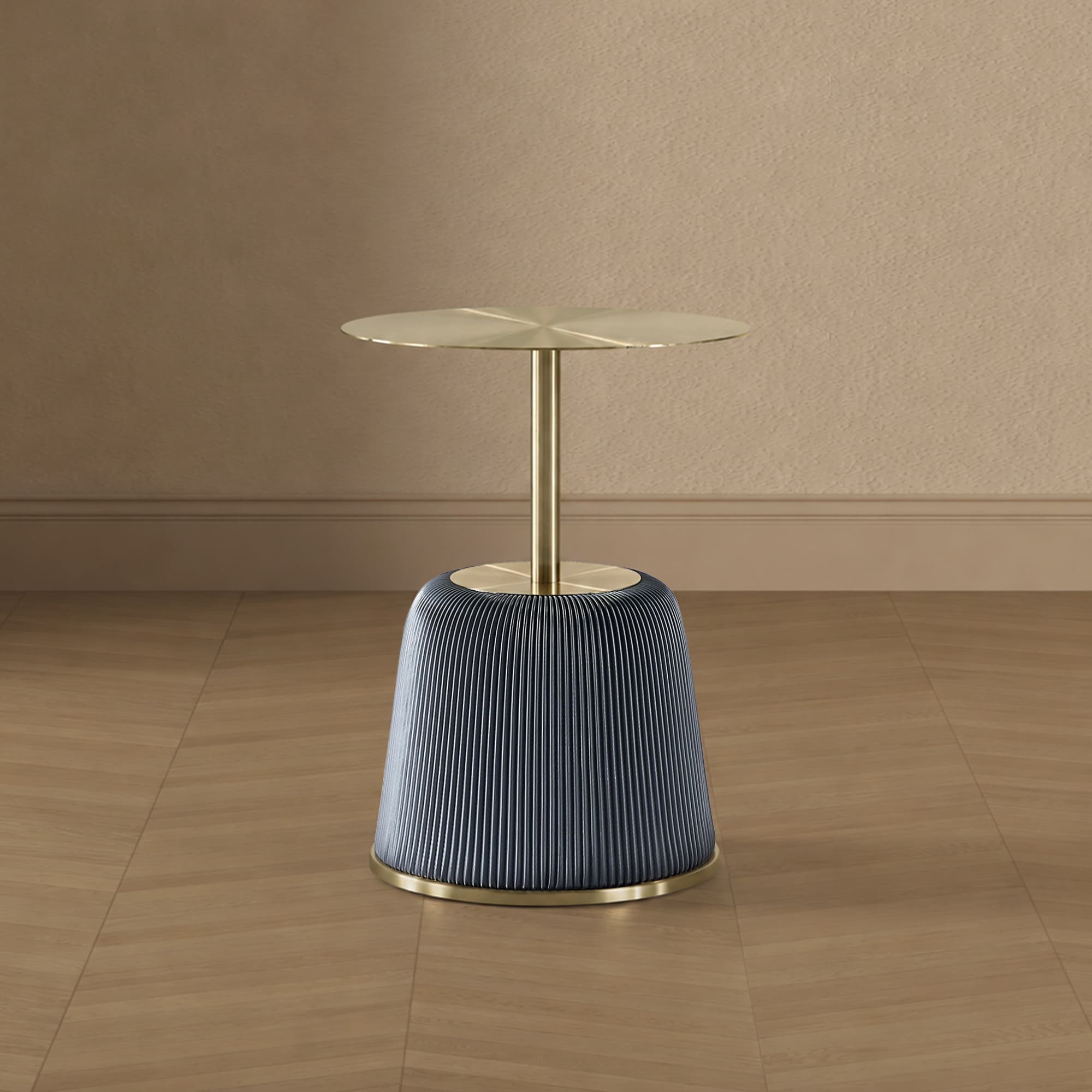 Anderson Metal Top Upholstered End Table in Weathered Grey