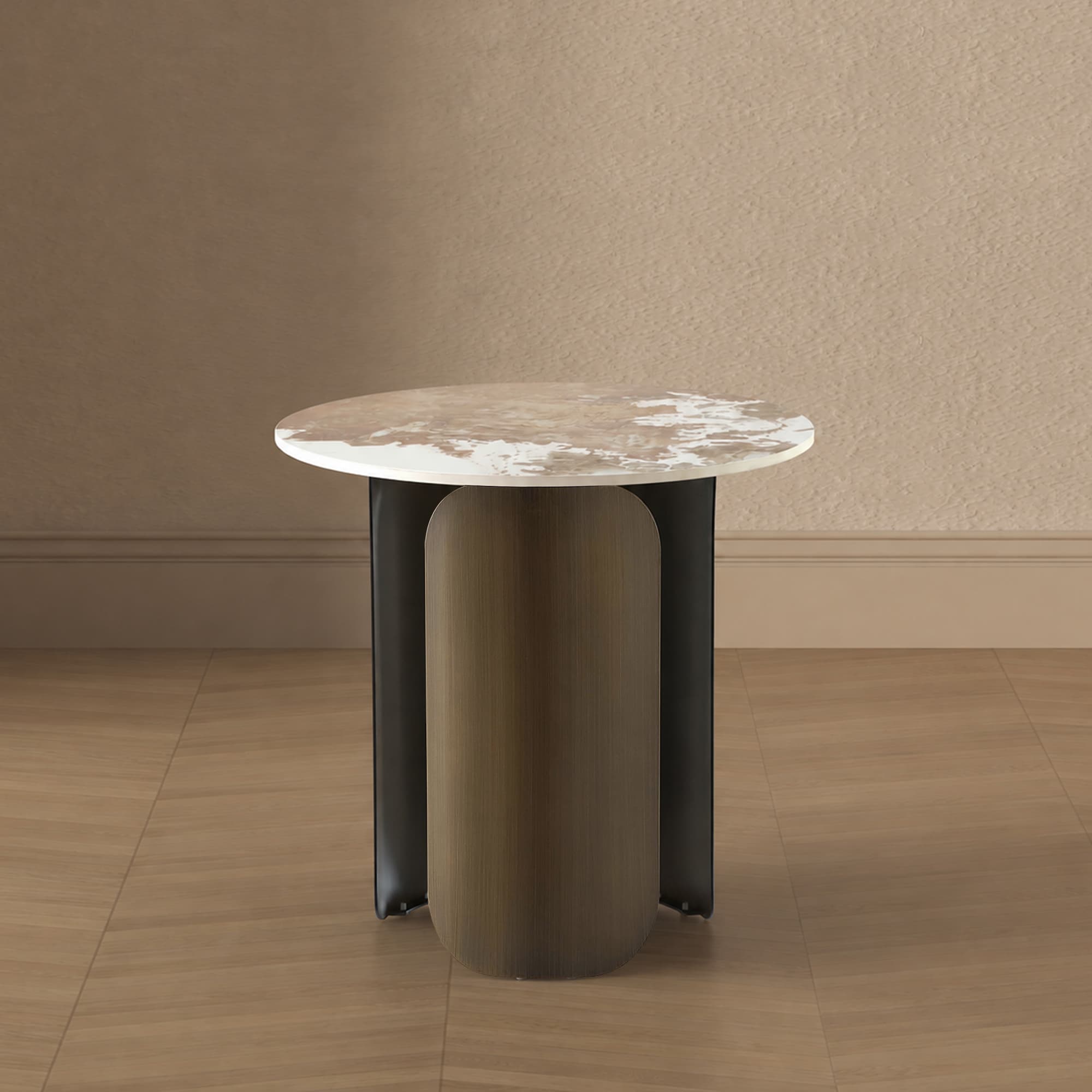 Monica Sintered Stone Top End Table in Bronze