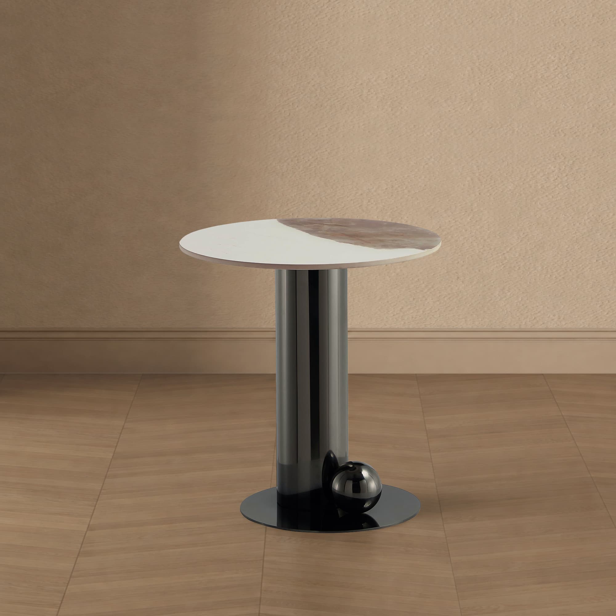 Laurel Sintered Stone Top End Table in Black
